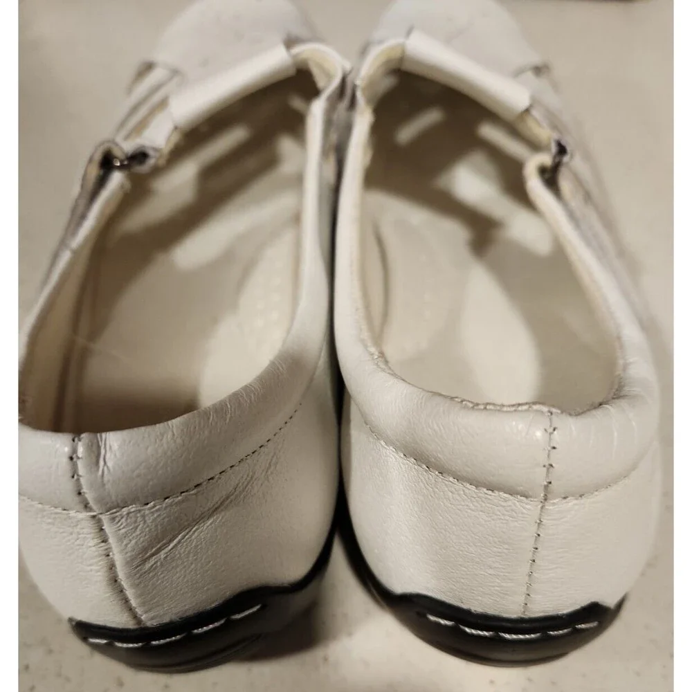 Dr Scholls Shoes Womens 11 W White Mary Jane Hook Loop Comfort Leather‎ E5M-09
